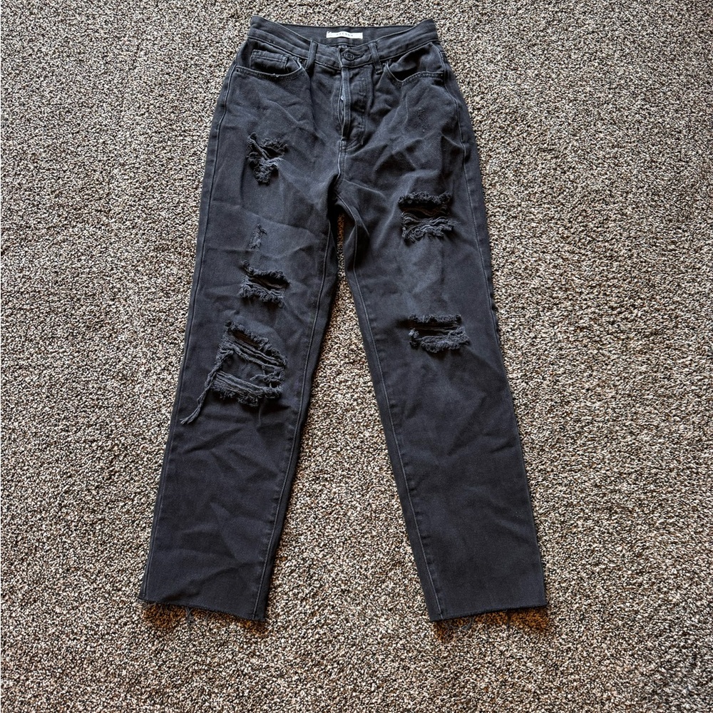 Pac Sun ripped black jeans. High rise straight leg.